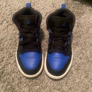 Childrens shoes. Size 11c, lace up, Nike Jordan 1s. Blue and Black